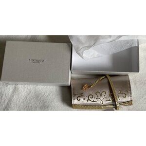 NWB Mikimoto 1 pearl jewelry travel case pouch beige yellow